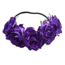 Handgefertigtes florales Stirnband mit großer Rose, Haarschmuck, Haarschmuck, Damen, Mädchen, Brautjungfern, Kranz, Party-Haarschmuck (Farbe: 12) von FALKIN