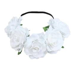 Handgefertigtes florales Stirnband mit großer Rose, Haarschmuck, für Damen, Mädchen, Brautjungfern, Kranz, Party-Haarschmuck (Farbe: 11) von FALKIN