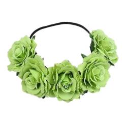 Handgefertigtes florales Stirnband mit großer Rose, Haarschmuck, für Damen, Mädchen, Brautjungfern, Kranz, Party-Haarschmuck (Farbe: 13) von FALKIN