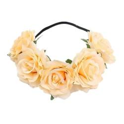 Handgefertigtes florales Stirnband mit großer Rose, Haarschmuck, für Damen, Mädchen, Brautjungfern, Kranz, Party-Haarschmuck (Farbe: 14) von FALKIN