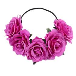 Handgefertigtes florales Stirnband mit großer Rose, Haarschmuck, für Damen, Mädchen, Brautjungfern, Kranz, Party-Haarschmuck (Farbe: 16) von FALKIN
