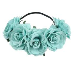 Handgefertigtes florales Stirnband mit großer Rose, Haarschmuck, für Damen, Mädchen, Brautjungfern, Kranz, Party-Haarschmuck (Farbe: 17) von FALKIN