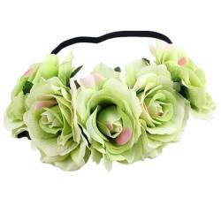 Handgefertigtes florales Stirnband mit großer Rose, Haarschmuck, für Damen, Mädchen, Brautjungfern, Kranz, Party-Haarschmuck (Farbe: 24) von FALKIN