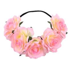 Handgefertigtes florales Stirnband mit großer Rose, Haarschmuck, für Damen, Mädchen, Brautjungfern, Kranz, Party-Haarschmuck (Farbe: 4) von FALKIN