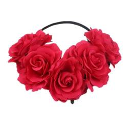 Handgefertigtes florales Stirnband mit großer Rose, Haarschmuck, für Damen, Mädchen, Brautjungfern, Kranz, Party-Haarschmuck (Farbe: 5) von FALKIN