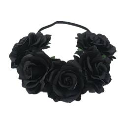 Handgefertigtes florales Stirnband mit großer Rose, Haarschmuck, für Damen, Mädchen, Brautjungfern, Kranz, Party-Haarschmuck (Farbe: 7) von FALKIN
