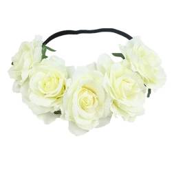 Handgefertigtes florales Stirnband mit großer Rose, Haarschmuck, für Damen, Mädchen, Brautjungfern, Kranz, Party-Haarschmuck (Farbe: 9) von FALKIN