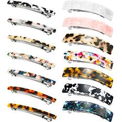 14 Stück Acetat-Haarspangen, dünne französische Haarspangen, Schildpatt-Automatik-Haarspangen, französische Rechteck-Haarspange for Frauen, Damen, feines, mittelstarkes Haar ( Color : Multi-Color ) von FALOME