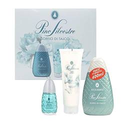 Pino Silvestre Geschenkset Puff von Talco Eau de Toilette + Körpercreme + Duschshampoo von FALSE