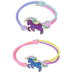 EinhornBracelet Pack of 2 Mood Bracelets for Children | Horse Bracelet for Girls in Rainbow Colours Mood Bracelet Changes Colour as a Gift for Girls, Children's Bracelet in Bright Rainbow Colours von FAMIDIQGO