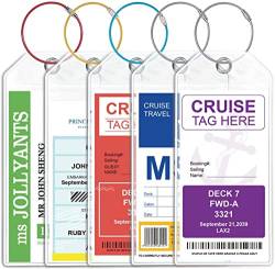 FAMIDIQGO 5 Stücke Cruise Luggage Tags Fit Cruise Ship Tag Holders Cruise Essentials & Zip Seal Clear Reusable Unisex-Erwachsene Kofferanhänger（1 blau+1 rot+1 gelb+2 Silber） von FAMIDIQGO