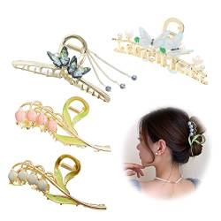 FAMIDIQGO Pack 4 flower Butterfly Metal hairpin for women - Large hair claw clips for women with thick hair, thin hair, hair claw for girls von FAMIDIQGO