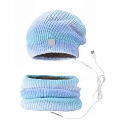 FAMKIT Elektrisch beheizter Schal Mütze USB beheizt Damen Strickmütze Beanie Schal Set Weich Warm Fleece Gefüttert Winter Skimütze Kreis Schal für Winter Outdoor Reisen Radfahren von FAMKIT