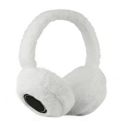 Musik Bluetooth Ohrenschützer, Faltbare Flauschige Plüsch Ohrenschützer Ohrwärmer mit Bluetooth Funktion Wireless Musik Ohrenschützer Headsets für Kaltes Wetter, weiß, M von FAMKIT