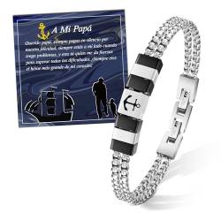 FANCIBAND ES-Geschenk Papa Armband für Vater, Herren-Armband aus Edelstahl doppelt, Geschenk für Papa zum Vatertag Geburtstag Weihnachten, Edelstahl von FANCIBAND