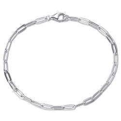 Damen Armband aus Solide 925 Sterling Silber Weiß Vergoldet 3mm Breite Kettenarmband Bracelet Einfach Minimalistisch Geschenk Schmuck für Damen Mädchen - Armkette Länge: 17 cm von FANCIME