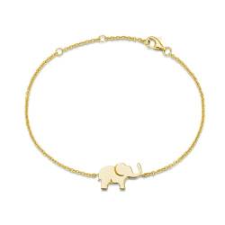 Elefant Armband Schmuck für Damen Mädchen Kinder 925 Sterling Silber Gelb Vergoldet - Verstellbar Armkette 15 + 3 cm von FANCIME