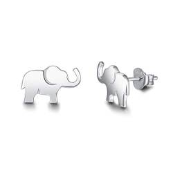 Elefant Ohrringe Ohrstecker Schmuck für Damen Mädchen Kinder 925 Sterling Silber Weiß Vergoldet - Größe: 13.2 * 8.2 mm von FANCIME