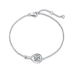 FANCIME 925 Sterling Silber Infinity Anhänger Armband Geburtsstein Armband Damen, April Geburtsstein Zirkonia Armband, Schmuck Geburtstag Geschenke für Frauen/Her/Mädchen/Mutter/Freundin/Ehefrau von FANCIME