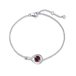 FANCIME 925 Sterling Silber Infinity Anhänger Armband Geburtsstein Armband Damen, Januar Geburtsstein Natürlicher Granat Armband, Schmuck Geburtstag Geschenke für Frauen/Mädchen/Mutter/Freundin von FANCIME