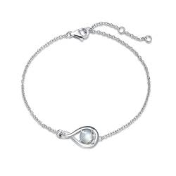 FANCIME 925 Sterling Silber Infinity Anhänger Armband Geburtsstein Armband Damen, Juni Geburtsstein Natürlicher Mondstein Armband, Schmuck Geburtstag Geschenke für Frauen/Mädchen/Mutter/Freundin von FANCIME