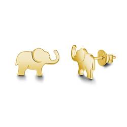 FANCIME Elefant Ohrringe Ohrstecker Schmuck für Damen Mädchen Kinder 925 Sterling Silber Gelb Vergoldet - Größe: 13.2 * 8.2 mm von FANCIME