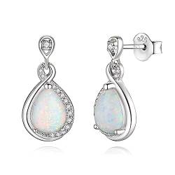FANCIME Opal Ohrringe 925 Sterling Silber Ohrringe für Damen Infinity Tropfen Opal Zirkonia Ohrringe Hängend Ohrringe Geschenke Schmuck für Frauen Mädchen von FANCIME