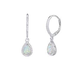 FANCIME Opal Ohrringe 925 Sterling Silber Ohrringe für Damen Tropfen Opal Zirkonia Creolen Ohrringe Hängend Ohrringe Geschenke Schmuck für Frauen Mädchen von FANCIME