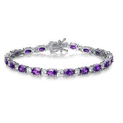 FANCIME Tennisarmband Damen 925 Sterling Silber Amethyst Tennis Armband Geburtsstein Geschenk Schmuck für Damen Mädchen, Länge 19 cm von FANCIME