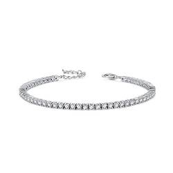 FANCIME Tennisarmband aus Solide 925 Sterling Silber mit AAA-Zirkonia Romantisches Hochzeit Tennis Armband Geschenk Schmuck für Damen Mädchen Herren Jungs Unisex - Breite 2 mm, Länge 20 cm von FANCIME