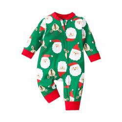 FANCYINN Baby Boy Girl Weihnachten Einteiliger Strampler Weihnachten Baby Hoodied Langarm Jumpsuit 0-12 Monate (Grün, 3-6 Monate) von FANCYINN