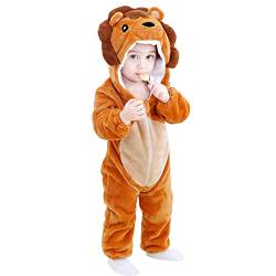 FANCYINN Baby Winter Brauner Löwe Kostüm Kostüm Cartoon Tier Strampler Mädchen & Jungen 6-12M von FANCYINN
