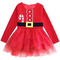 FANCYINN Kleinkind Mädchen Weihnachtsfeier Kleid Säuglingsdruck Tutu Tüll Kleid Kleinkinder Weihnachten Strampler Kleid 2T-3T von FANCYINN