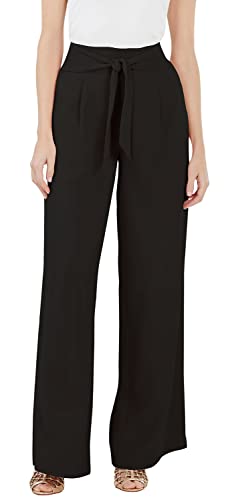 FANCYINN Lässige Sommerhosen für Damen Jogginghose mit hoher Taille und weitem Bein Lounge mit Kordelzug Activewear Hose mit Taschen Schwarz M von FANCYINN