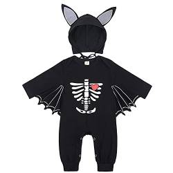 FANCYINN Säuglings Baby Jungen Mädchen Karneval Kostüme Langarm Fledermaus Strampler Body Skeleton Overall Cosplay Kostüm Overalls Hut Outfits 18-24 Monate von FANCYINN