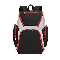 FANDARE Basketball Rucksack Fußballtasche Schulrucksack Turnbeutel Daypack Schulrucksack Schulranzen für Volleyball, Basketball, Stadion und Strand Sportbeutel Schwarz Rot von FANDARE