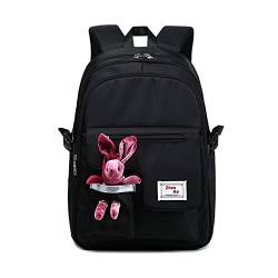 FANDARE Beiläufig Rucksack Schulrucksack Schulranzen Daypacks mit 15.6 Zoll Laptopfach Schultaschen Mädchen Junge Schultaschen mit Plüsch Anhänger für Universität Reisen Freizeit Arbeit von FANDARE