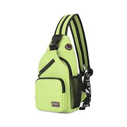 FANDARE Damen Brusttasche Klein Rucksack mit Kopfhörerloch Sling Bag Mädchen Schultertasche Crossbody Umhängetasche Reisen Wandern Sport Daypack Dauerhaft Polyester Hellgrün A von FANDARE