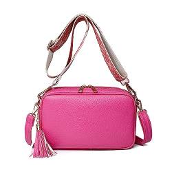 FANDARE Damen Handy Umhängetasche PU Leder Damen Handytasche zum Umhängen Schultertasche mit Zwei Schultergurte Frauen Handytasche Damentasche Reisen Einkaufen Crossbody Messenger BagRosenrot von FANDARE