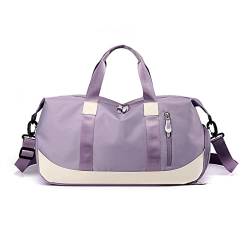 FANDARE Damen Reisetaschen Duffle Bag Nylon Sporttasche Faltbare Sporttasche Weekender Übernachtung Tasche Wasserdicht Handtasche Groß Kapazität Reisetasche für Sport Fitnessstudio Reisen Lila von FANDARE