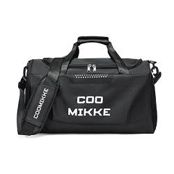 FANDARE Damen Reisetaschen Herren Sporttasche Handgepäck Klassische Sporttaschen Weekender Umhängetasche Übernachtung Sporttasche Kliniktasche Schwimmtasche Trainingstasche Tote Bag Schwarz von FANDARE