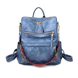 FANDARE Damen Rucksack 3 in 1 Handtasche Mädchen Schulranzen PU Leder Damen-Schultertaschen Handtaschen Schultertasche Reisetasche für Uni Reisen Freizeit Job Schule Büro Daypacks Blau von FANDARE