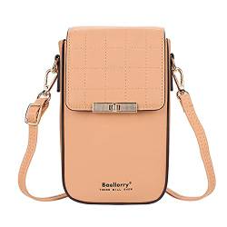 FANDARE Handy Umhängetasche Leder Frauen Brieftasche Schultertasche Handytasche Geldbörse Damen Geldbörse Reisepass Handytasche für Mädchen Einkaufen Schule Reise Phone Crossbody Bag Braun von FANDARE