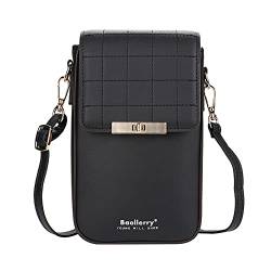 FANDARE Handy Umhängetasche Leder Frauen Brieftasche Schultertasche Handytasche Geldbörse Damen Geldbörse Reisepass Handytasche für Mädchen Einkaufen Schule Reise Phone Crossbody Bag Schwarz von FANDARE