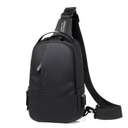 FANDARE Herren Brusttasche Sling Bag Geschäft Schultertasche mit USB-Ladeanschluss Crossbody Bag Umhängetasche für Reise Arbeiter Camping Wandern Fitness Fahrrad Crossover Daypacks Schwarz von FANDARE