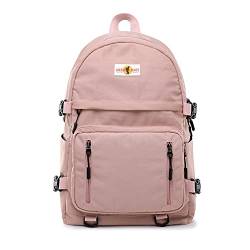 FANDARE Lässig Rucksack Schulrucksack Damen Herren Daypacks mit 15.6 Zoll Laptopfach Tagesrucksack Schulranzen Junge Mädchen Schultaschen für Universität Reisen Freizeit Arbeit Nylon Rosa von FANDARE