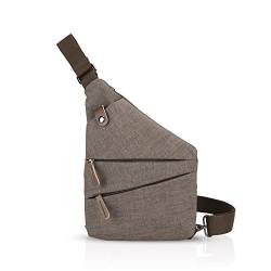 FANDARE Neu Brusttasche Segmentiert Schultertasche Herren Damen Sling Bag Crossover Rucksack Umhängetasche Sporttasche für Outdoor Reisen Wandern Abenteuer Sport Crossbody Bag Khaki von FANDARE