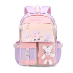 FANDARE Niedlich Kinderrucksack Kinder Rucksack Schulranzen Mädchen Junge Schulrucksack Büchertaschen Wasserdicht Leichtgewicht Schulranzen Schultertasche für Outdoor Reisen Schule Daypacks Lila von FANDARE