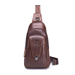 FANDARE Retro Brusttasche Leder Schultertasche Herren Sling Bag Geschäft Chest Bag Wasserdicht Umhängetasche für Schultertasche Outdoor Sport Wandern Radfahren Reisen Sling Crossbody Bag Braun von FANDARE