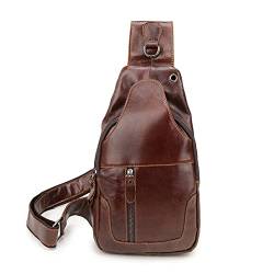 FANDARE Retro Brusttasche Leder Sling Bag Schultertasche Herren Damen Umhängetaschen Sporttasche für Freien Reisen Wandern Hiking Joggen Daypacks Braun von FANDARE